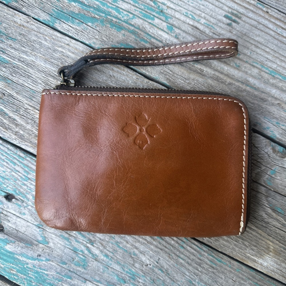 Patricia Nash Brown Leather Wristlet Clutch